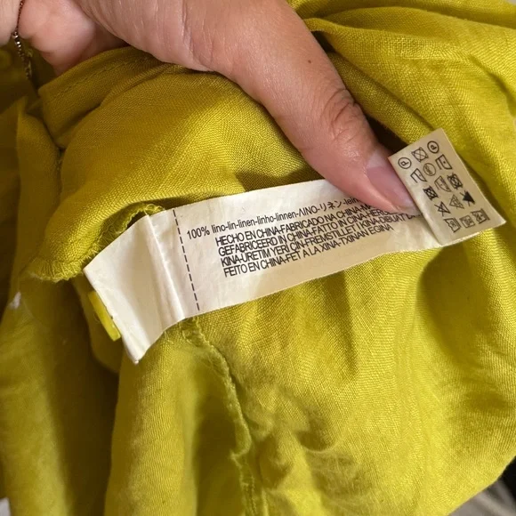 ZARA Chartreuse/ Lime green Linen Shirt Dress XXL - Picture 6 of 9